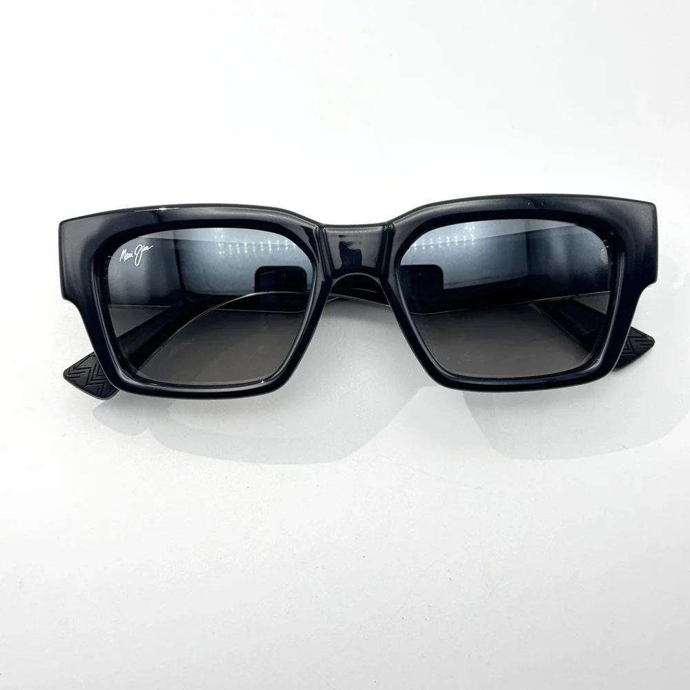 Maui Jim Sunglasses Kenui STG-SG MJ642-14 Black Square Frame Grey Lens 53-13-145